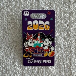 Disney Disneyland 2026 Mickey and Minnie Pin with Purple and Red